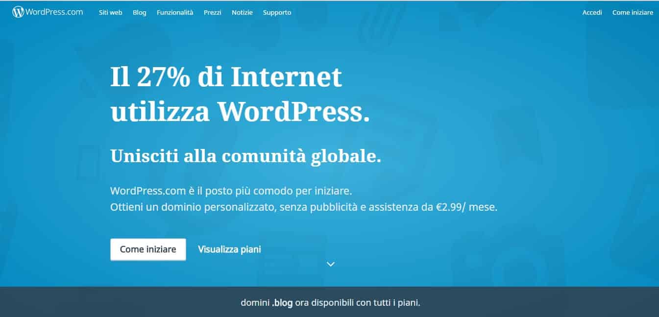 Sito ufficiale di wordpress.com